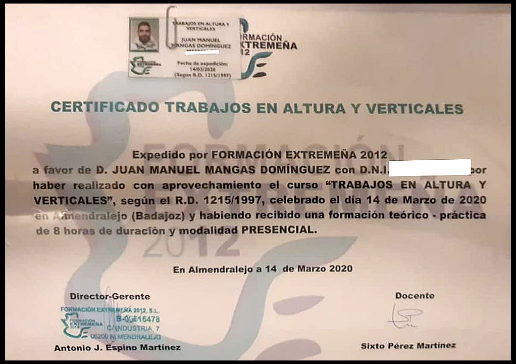 Certificado de Juanma